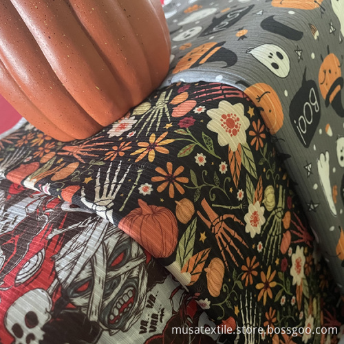 New 3x8 Rib Knit Double Brushed Printed Fabric
